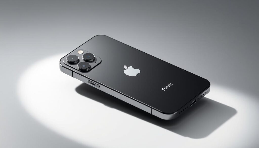 A sleek and modern iPhone 16 design, crafted with precision and elegance. The device features a seamless unibody construction in a matte black finish, accented by subtle silver trim. The display is a vibrant OLED panel with a high refresh rate and slim bezels, creating an immersive viewing experience. The rear camera module is neatly integrated, housing a triple-lens system with advanced computational photography capabilities. The device rests on a sturdy, yet lightweight aluminum alloy frame, ensuring a premium feel in the hand. Soft, diffused lighting illuminates the device, highlighting its refined industrial design and the "Forum SKDA" branding on the back. The overall aesthetic is a harmonious blend of functionality and aesthetic appeal, embodying the brand's commitment to innovation and user experience. A sleek and modern iPhone 16 design, crafted with precision and elegance. The device features a seamless unibody construction in a matte black finish, accented by subtle silver trim. The display is a vibrant OLED panel with a high refresh rate and slim bezels, creating an immersive viewing experience. The rear camera module is neatly integrated, housing a triple-lens system with advanced computational photography capabilities. The device rests on a sturdy, yet lightweight aluminum alloy frame, ensuring a premium feel in the hand. Soft, diffused lighting illuminates the device, highlighting its refined industrial design and the "Forum SKDA" branding on the back. The overall aesthetic is a harmonious blend of functionality and aesthetic appeal, embodying the brand's commitment to innovation and user experience.