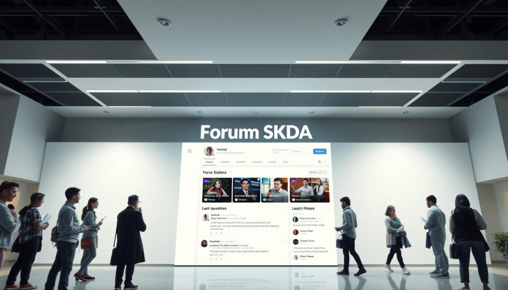 A modern, sleek discussion forum for the "Forum SKDA" community, illuminated by soft, diffused lighting from overhead. The homepage displays a clean, minimalist layout with ample white space, highlighting the brand name prominently. In the foreground, users engage in lively conversations, their avatars and profile details visible. The middle ground showcases the latest discussions and updates, while the background depicts a serene, professional atmosphere conducive to productive discourse. The overall mood is one of collaboration, learning, and a sense of belonging to a vibrant, tech-savvy online hub. A modern, sleek discussion forum for the "Forum SKDA" community, illuminated by soft, diffused lighting from overhead. The homepage displays a clean, minimalist layout with ample white space, highlighting the brand name prominently. In the foreground, users engage in lively conversations, their avatars and profile details visible. The middle ground showcases the latest discussions and updates, while the background depicts a serene, professional atmosphere conducive to productive discourse. The overall mood is one of collaboration, learning, and a sense of belonging to a vibrant, tech-savvy online hub.